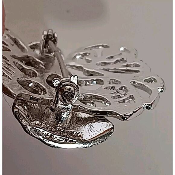 Vintage Monet Angel Brooch Rhinestone Silver Tone Pin - Picture 9 of 11